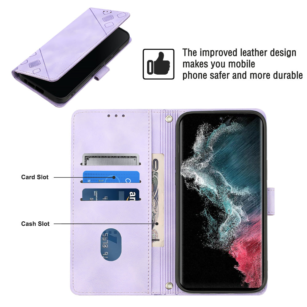 For Samsung Galaxy S22 Ultra 5G PT005 YB Imprinting Series-6 Leather Phone Case Stand Wallet Shockproof Flip Phone Cover For Samsung Galaxy S22 Ultra 5G PT005 YB Imprinting Series-6 Leather Phone Case Stand Wallet Shockproof Flip Phone Cover
